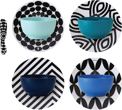 French Bull Melamine Small Bowls, 6-Piece Set, Small Serving Bowl – Snack, Condiment, Dip, Dessert, Ice Cream – Shatter Proof, Food-Safe, BPA Free, Dishwasher Safe, 5.5” 22 oz - Shades of Blue