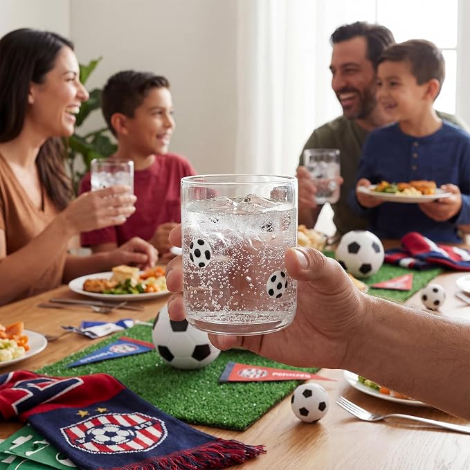 SiliFine 2 Pcs Soccer Icon Juice Glasses, 14oz Ball Sport Stemless Wine - Image 7