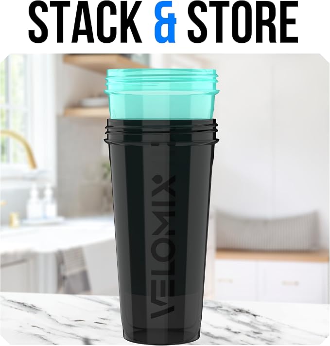 VELOMIX 2 Pack 28oz Protein Shaker Bottle, Leak Proof Shaker Cups - Image 6