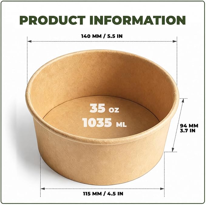 TOPtoper 35 Oz Large Paper Bowls【WITHOUT LIDS】 70 Pack Disposable Soup Bowls - Image 2
