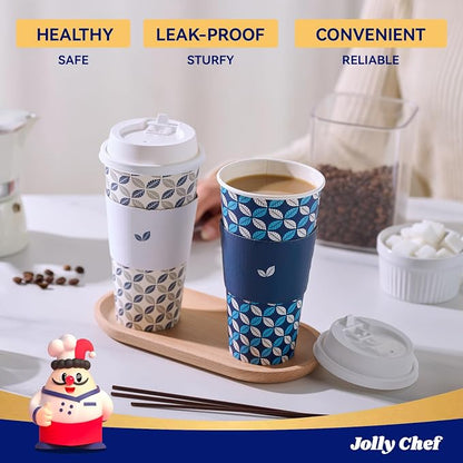 JOLLY CHEF 100 Pack 20 oz Disposable Coffee Cups, Hot Paper Coffee Cups - Image 4