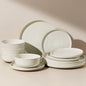 Stoneware Dinnerware Sets for 4, Plates and Bowls, Cream | 12-Piece Ceramic by FamiwarePremium