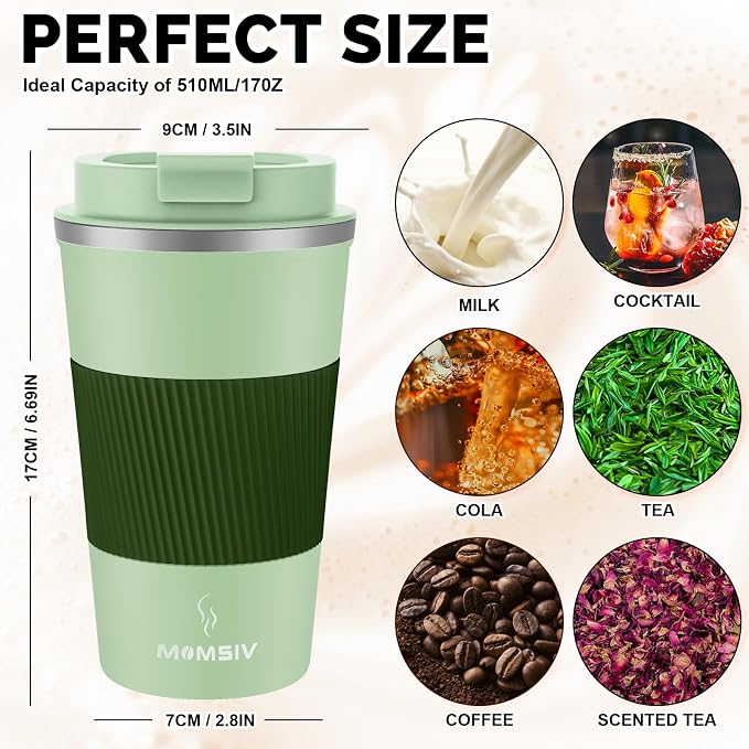 MOMSIV 17oz Travel Coffee Mug, Insulated Coffee Cup - Image 2