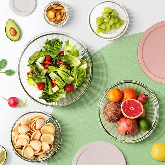 Glass Mixing Bowls with Lids Sets, Meal Prepping and Salad, Bpa Free, - Image 6