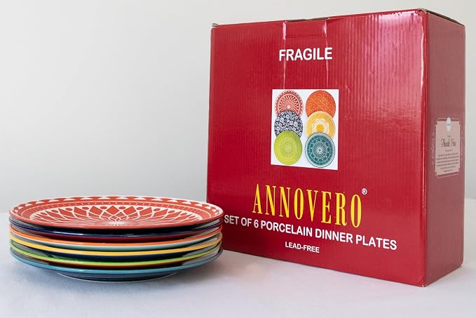 Dinner Plates - Mismatched Colorful Dinnerware Set of 6 - Fun Decorative Cute - Image 8