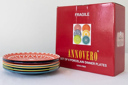Dinner Plates - Mismatched Colorful Dinnerware Set of 6 - Fun Decorative Cute - Image 8