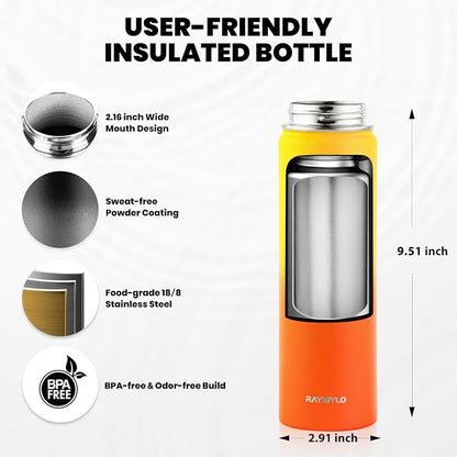 RAYMYLO Insulated Water Bottle 20 oz, Triple Wall Vacuum Stainless Steel | - Image 5