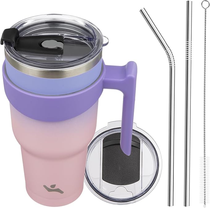 Konokyo 40 oz Tumbler with Handle and Straw, Insulated Travel Mug | Pastel by Konokyo