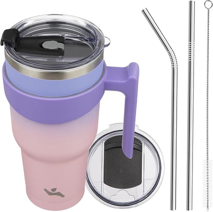 Konokyo 40 oz Tumbler with Handle and Straw, Insulated Travel Mug | Pastel by Konokyo