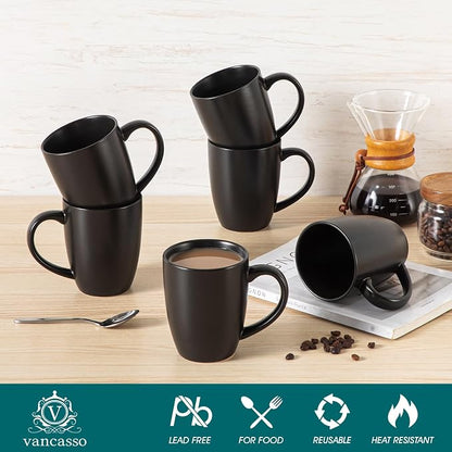 vancasso PLAYA Ceramic Coffee Mug Set of 6, 16 Oz Tea Cups - Image 3