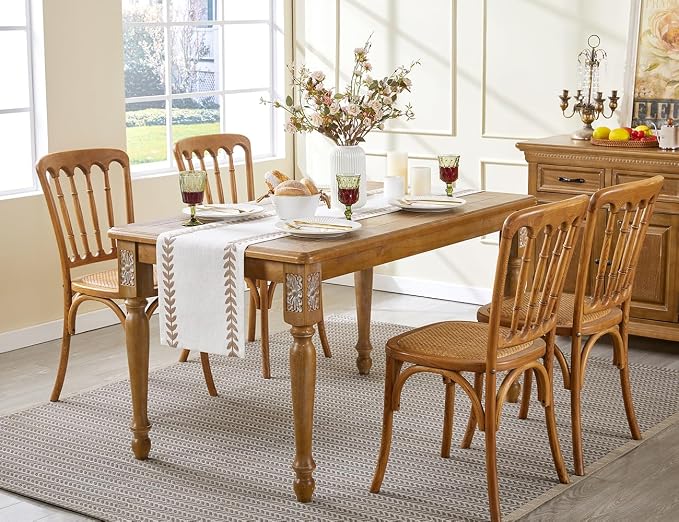 Wracra Embroidered Table Runner, Taupe Table Runners 48 Inches Long | Irregular - Image 6