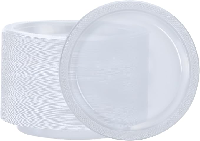 Clear Solid Color Premium Heavy Weight Plastic Appetizer Plate 50 Count - Image 6