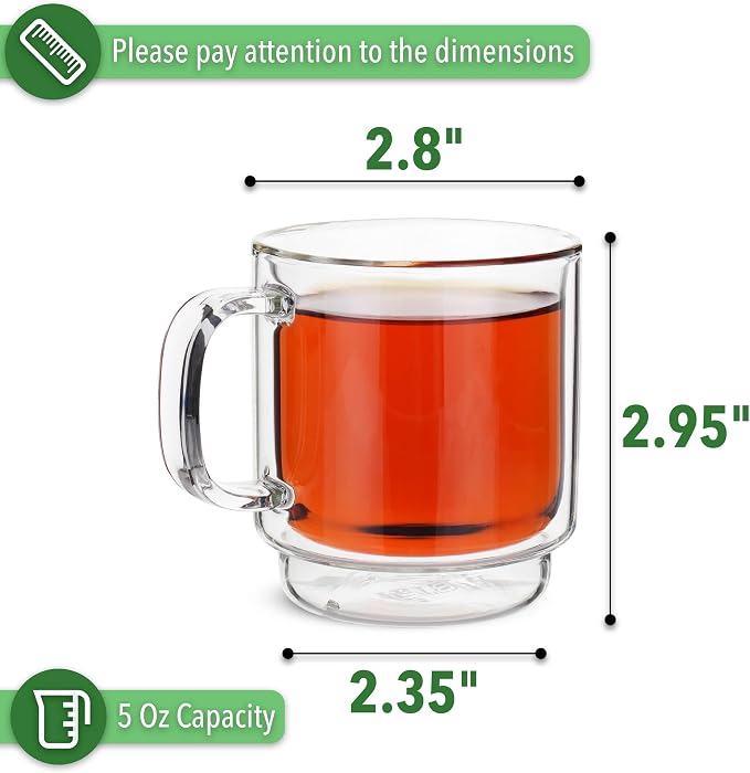 BTaT- Double Walled Stackable Espresso Cups, 5 oz, Double Wall Insulated - Image 3