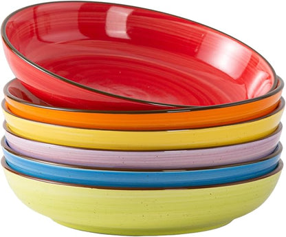 Y YHY Pasta Bowls Set of 6, 30 oz Ceramic Shallow Bowls, Serving Bowls Pasta by YYHY