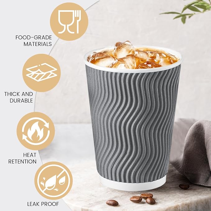 Lamosi 500 Count 16 oz Insulated Coffee Cups, Disposable Paper Cup No Lids | - Image 3