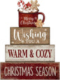 Moucuny 4 Pcs Christmas Table Decor Wooden Hot Chocolate Cocoa Tiered Tray by Moucuny