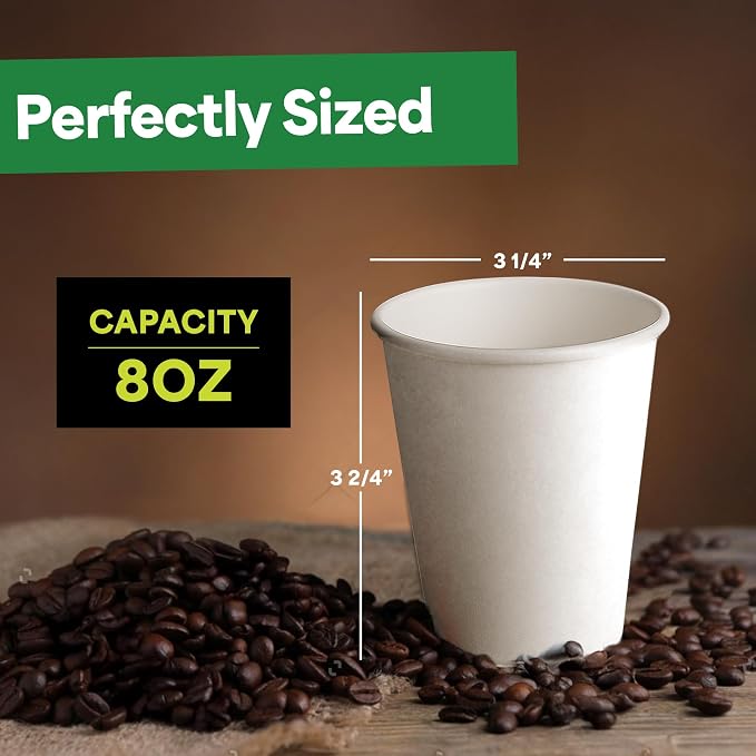 EconoHome 8 oz 1000 Pack Disposable Coffee Paper Cups - Image 3