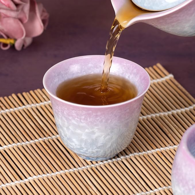 KAMMAK Japanese Tea Cups, 3.4 Oz Small Handmade Ceramic Teacups, Loose Leaf and - Image 5