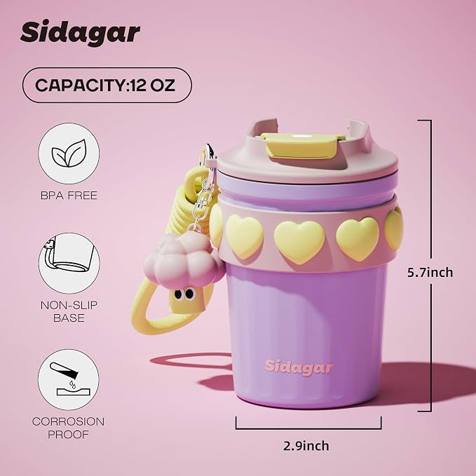 SDGA+ 12 oz Travel Coffee Mug Spill Proof Leak Proof, Stainless Steel Thermal - Image 2