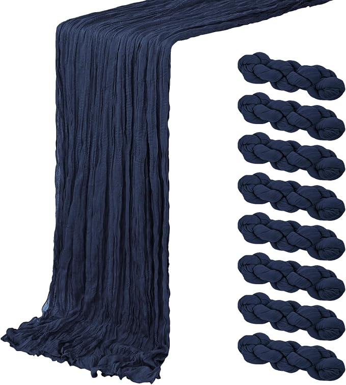 8 Pack Navy Blue Cheesecloth Table Runner 20 x 120 inch Gauze Table Runners 10 by ACSUIT