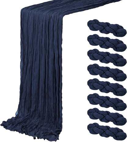 8 Pack Navy Blue Cheesecloth Table Runner 20 x 120 inch Gauze Table Runners 10 by ACSUIT