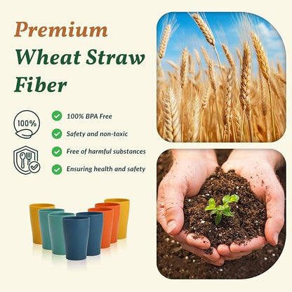 Homienly Stackable Drinking Glasses Set Wheat Straw Shatterproof Cups | - Image 4