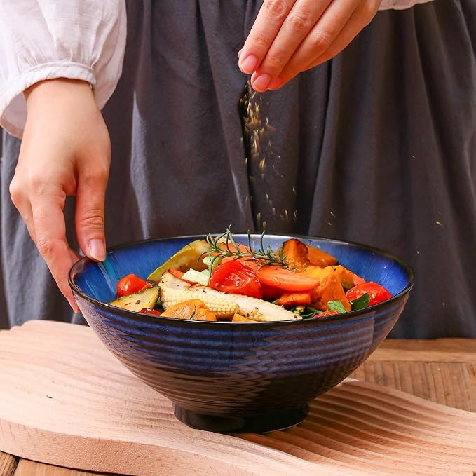 NJCHARMS Ceramic Ramen Bowl Set of 2, 42 oz Japanese Noodle Soup Bowls - Image 7