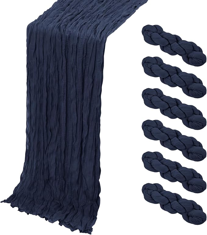 6 Pack Navy Blue Cheesecloth Table Runner, 17 x 108 Inch, Gauze Cheese Cloth by Yorcari