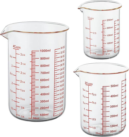 High Borosilicate Glass Measuring Cup Set-V-Shaped Spout，Includes 250ml by AckersBORO33