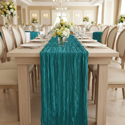 8 Pack Teal Green Cheesecloth Table Runner 120 Inch Boho Wedding Decor | - Image 7