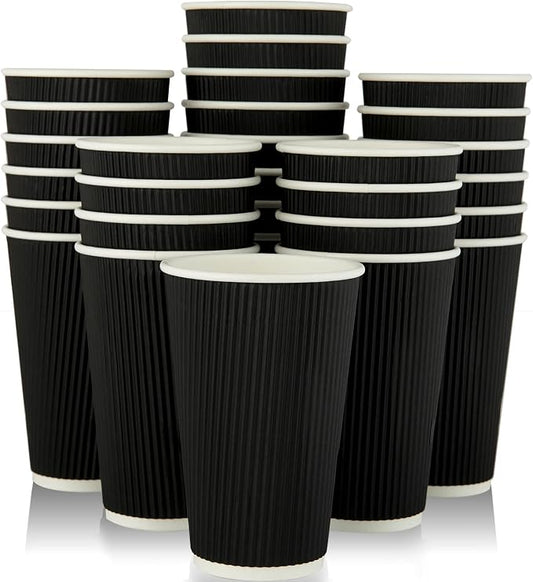 JollyPack Disposable Paper Coffee Cups, 16 oz, 60 Pack, Insulated Ripple Wall by JollyPack