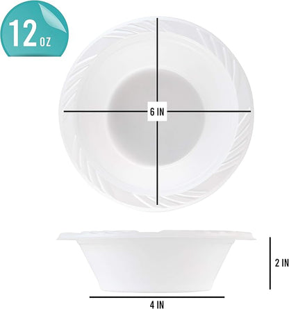 400 Count Disposable 12 ounce White Plastic Soup Bowls - Image 2