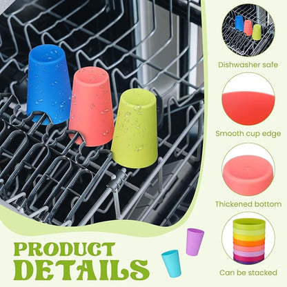 Patelai 100 Pcs usable Plastic Cups 8oz Drinking Cups Colorful Unbreakable - Image 2