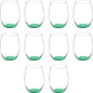 DISCOUNT PROMOS 10 ARC Stemless Wine Glasses Set, 21 oz. - Chardonnay, Cabernet, Merlot, Sauvignon - Green