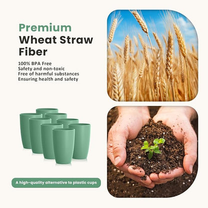 Homienly Plastic Cups Reusable 8 PCS Wheat Straw Cups a Good Alternative - Image 2