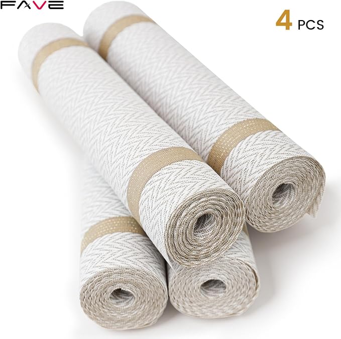FAVE 4-Pack Woven Vinyl Table Runners, 120x12 Inch White - Image 4
