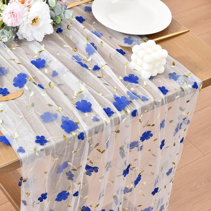 Wildflower Floral Sheer Tulle Gauze Table Runner Wedding Baby Shower Decor | by Unknown