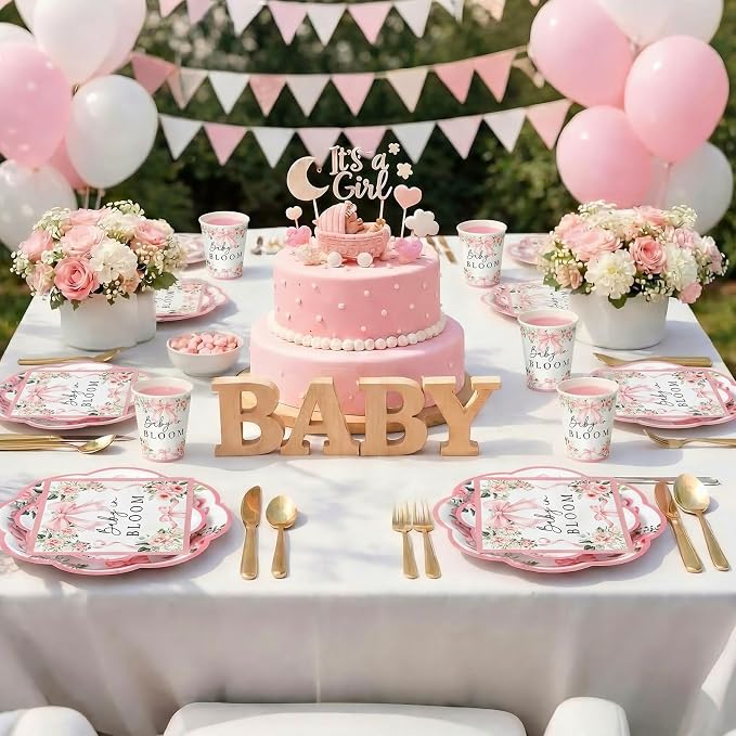 250 Pcs Baby in Bloom Baby Shower Plates Napkins - Image 7