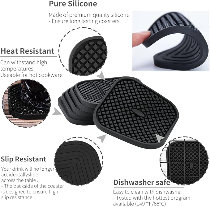IYYI Silicone Coasters Set of 6, Drink Coasters - Image 6