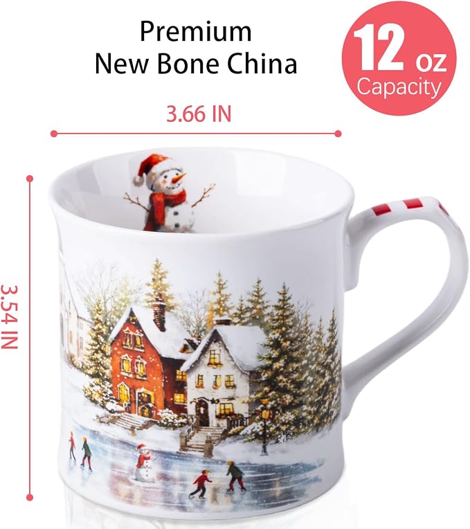 Christmas Snowy Village Coffee Mug, 12oz Ceramic Winter Mug - Image 3