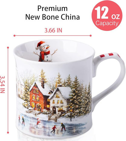Christmas Snowy Village Coffee Mug, 12oz Ceramic Winter Mug - Image 3