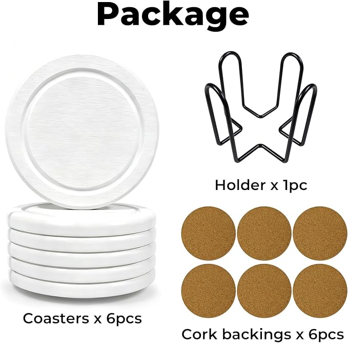 Absorbent Diatomaceous Earth Coasters Set of 6, - Image 6