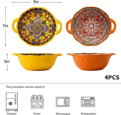 XKXKKE 4 Pack Boho Ceramic Serving Bowls - Image 6