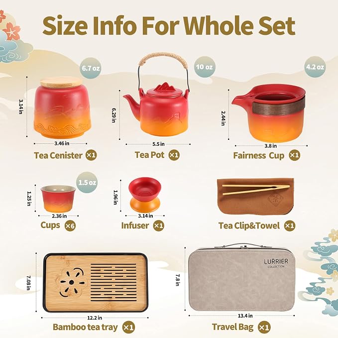 LURRIER Gongfu tea sets, Portable Ceramic TeaSet, Asian Tea sets - Image 2