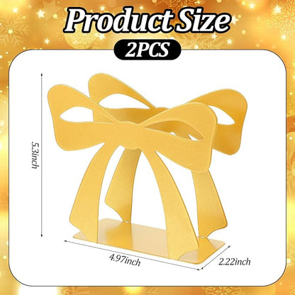 2PCS Gold Bow Standing Napkin Holder - Image 2