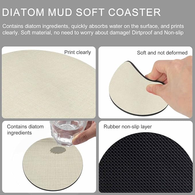 Beige Coasters Set of 6, Absorbent Coasters - Image 9