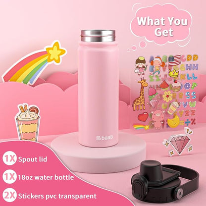 baab 18oz Kids Insulated Water Bottle 18/8 Stainless Steel Kids Cup 1 Pack | - Image 7