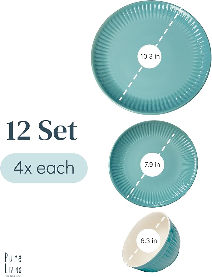12 Piece Stoneware Dinnerware Set - Image 3