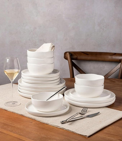 Ceramic Dinnerware Set for 4, 12-Piece Plates and Bowls Set | Handmade Reactive - Image 4
