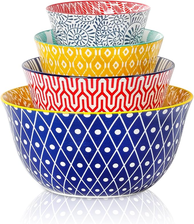 Selamica Ceramic Mixing Bowls, Nesting Bowls Set of 4 by Selamica